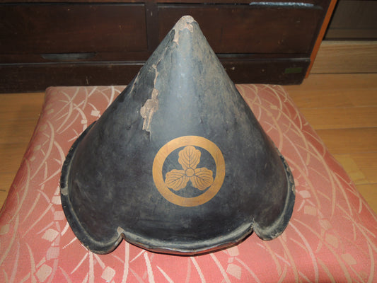 Antique Lacquered Wooden Jinkasa Japan Edo period Line Infantry Helmet