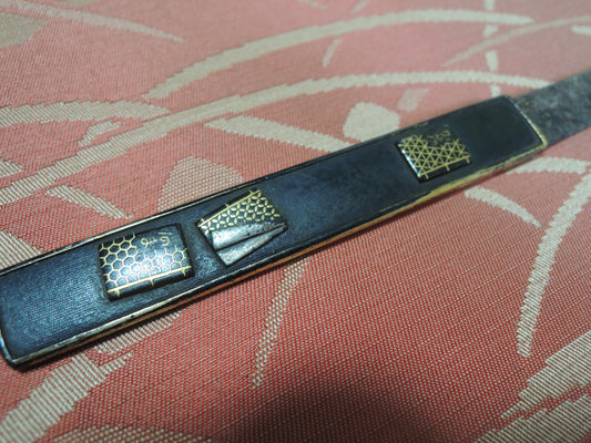 Antique Kozuka Japan katana Edo period Wasobon Book no zu with Blade