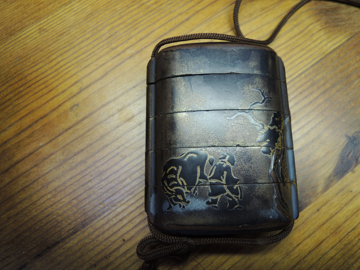 Antique Inro Japan Samurai Edo period mountains and rivers