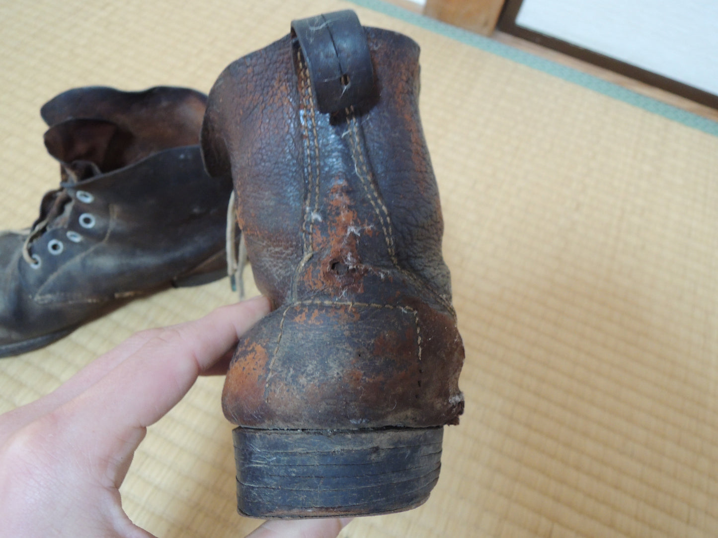 WW2 Original japanese army soldiers leather Boots junk
