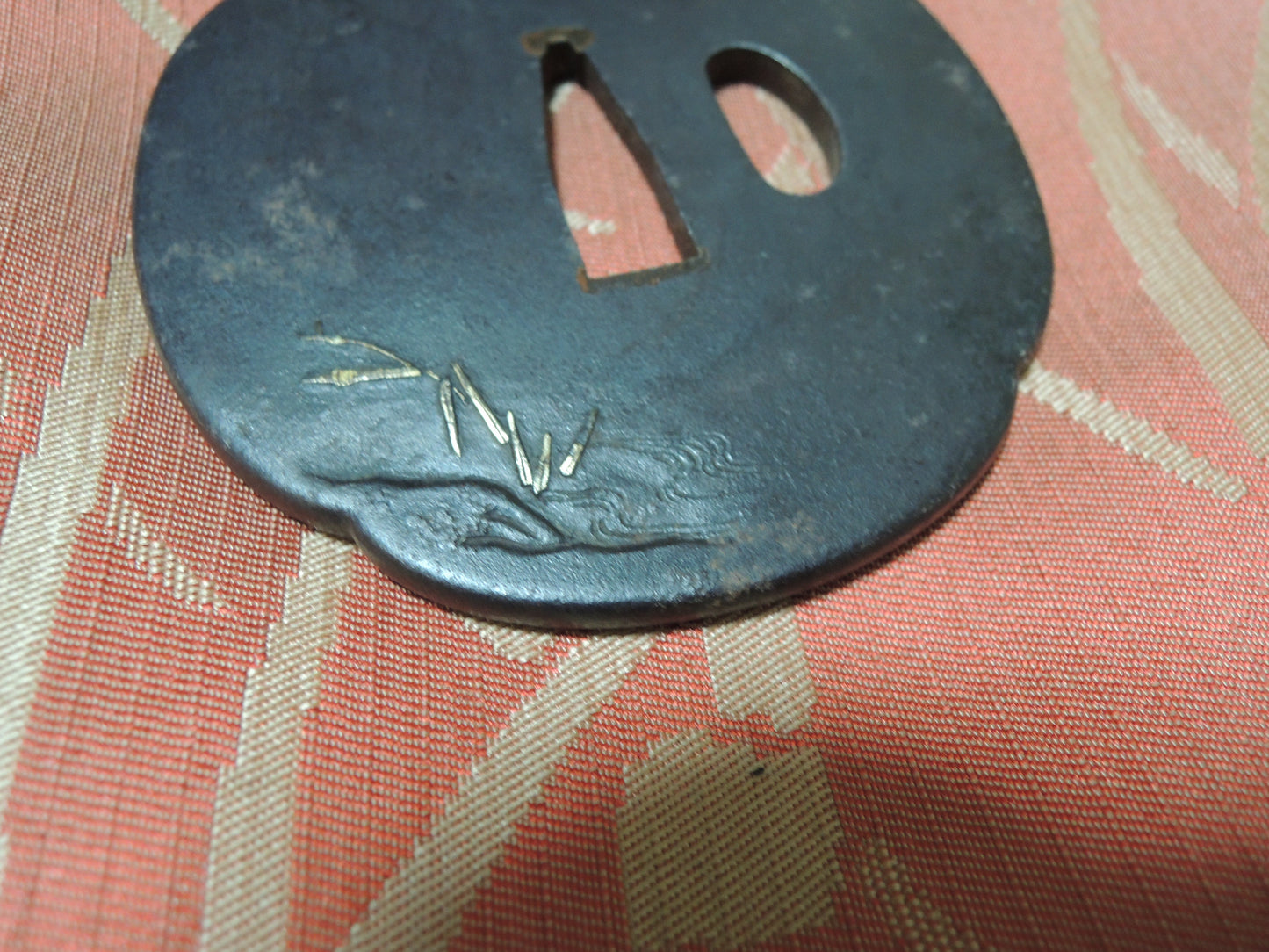 Antique Iron Mokko Tsuba Japan Samurai katana Edo period Wild goose and River