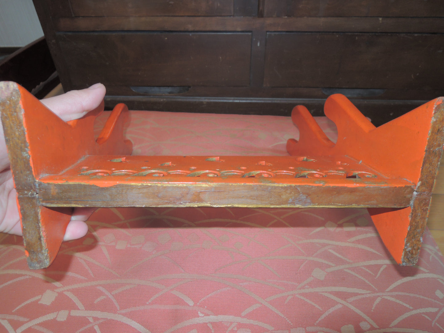 Vintage Japan katanaKake katana Rack fretwork Two Sword Tier 2