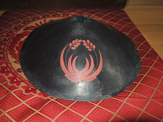 Antique Lacquered Iron Jinkasa Japan Samurai Edo period matchlock gunner Helmet Chigai Ine