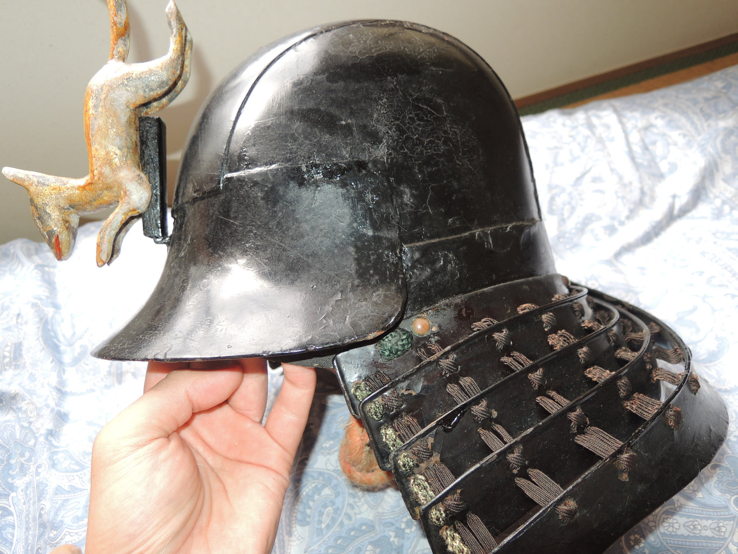 Antique Lacquered Iron Zunari Kabuto Japan Samurai Edo period Helmet