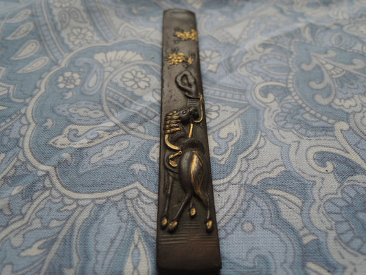 Antique Kozuka Japan Samurai katana Edo period Horse and Cherry Tree