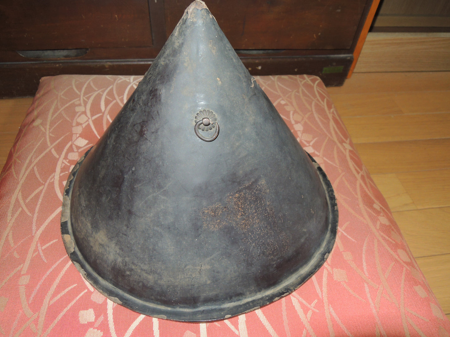 Antique Lacquered Wooden Jinkasa Japan Edo period Line Infantry Helmet