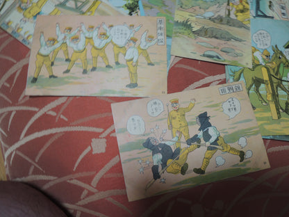 WW2Era Original Army Life Manga Photo Post Card Set