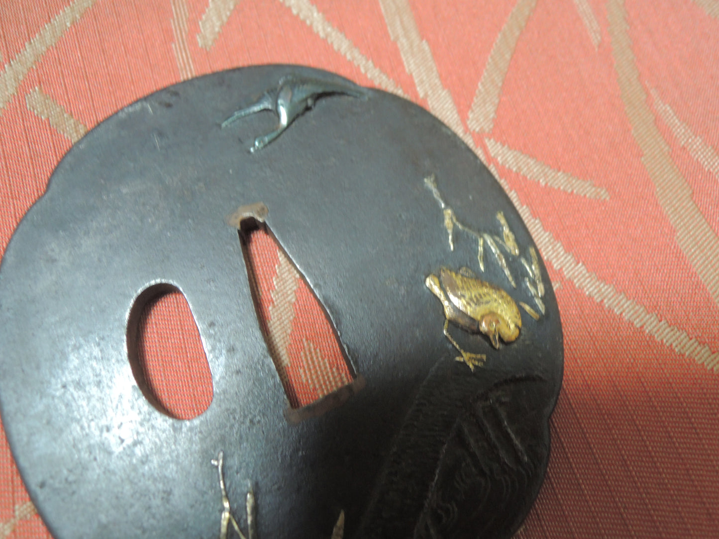 Antique Iron Mokko Tsuba Japan Samurai katana Edo period Wild goose and River
