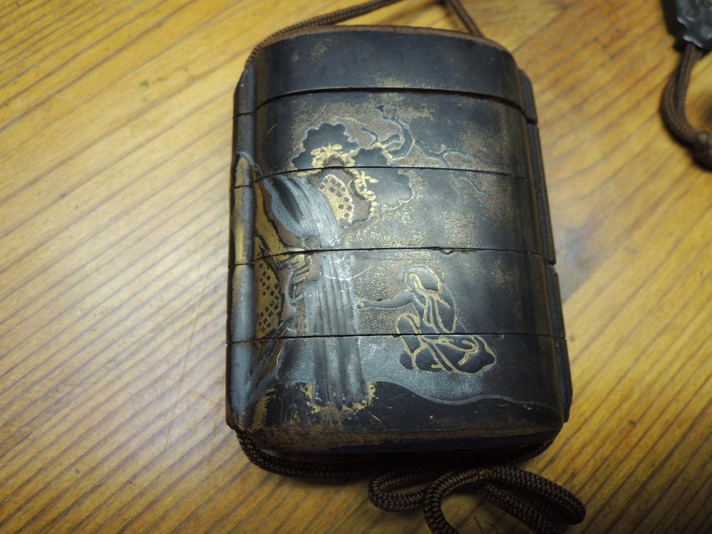 Antique Inro Japan Samurai Edo period mountains and rivers