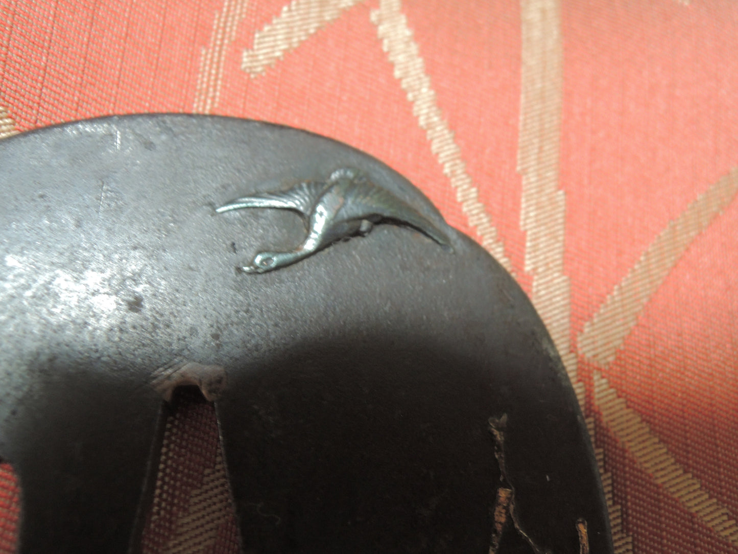 Antique Iron Mokko Tsuba Japan Samurai katana Edo period Wild goose and River