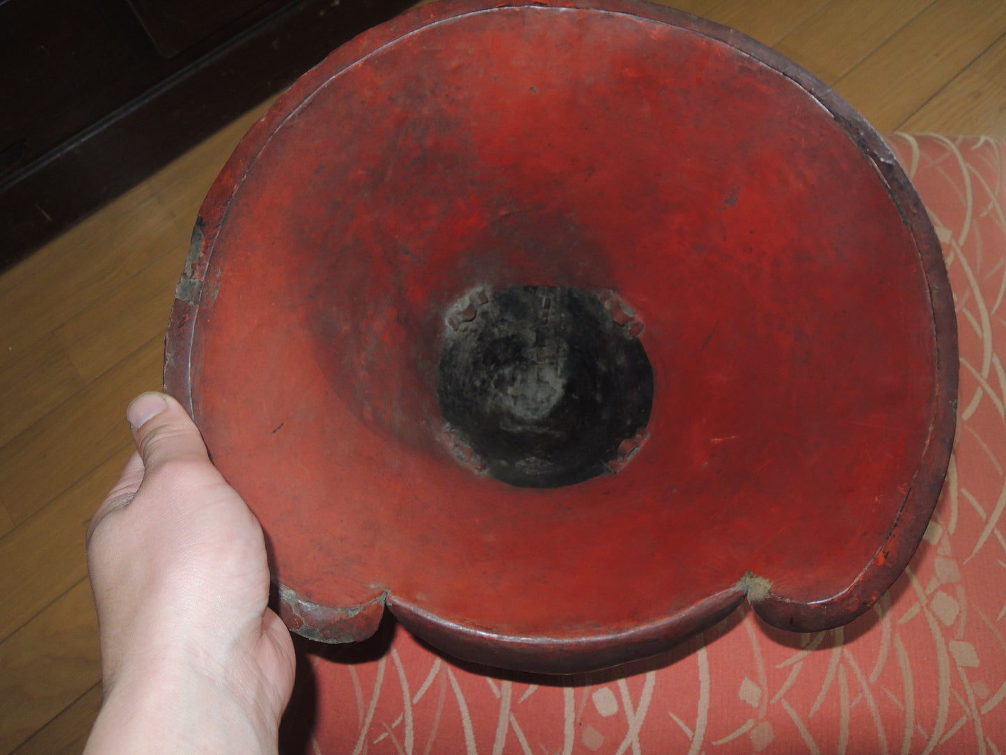 Antique Lacquered Wooden Jinkasa Japan Edo period Line Infantry Helmet