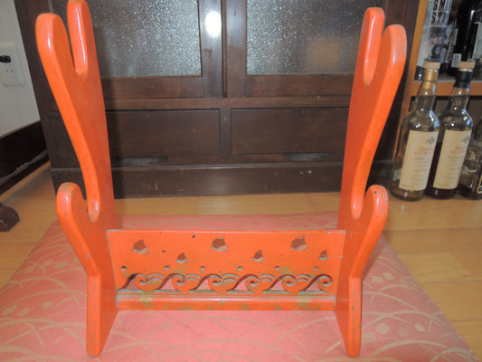 Vintage Japan katanaKake katana Rack fretwork Two Sword Tier 2