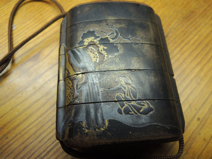 Antique Inro Japan Samurai Edo period mountains and rivers