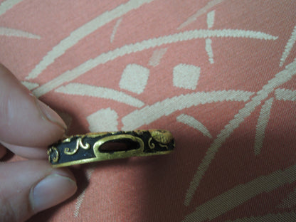 Antique Fuchikashira Japan Samurai katana Edo period Kiku Chrysanthemum no zu