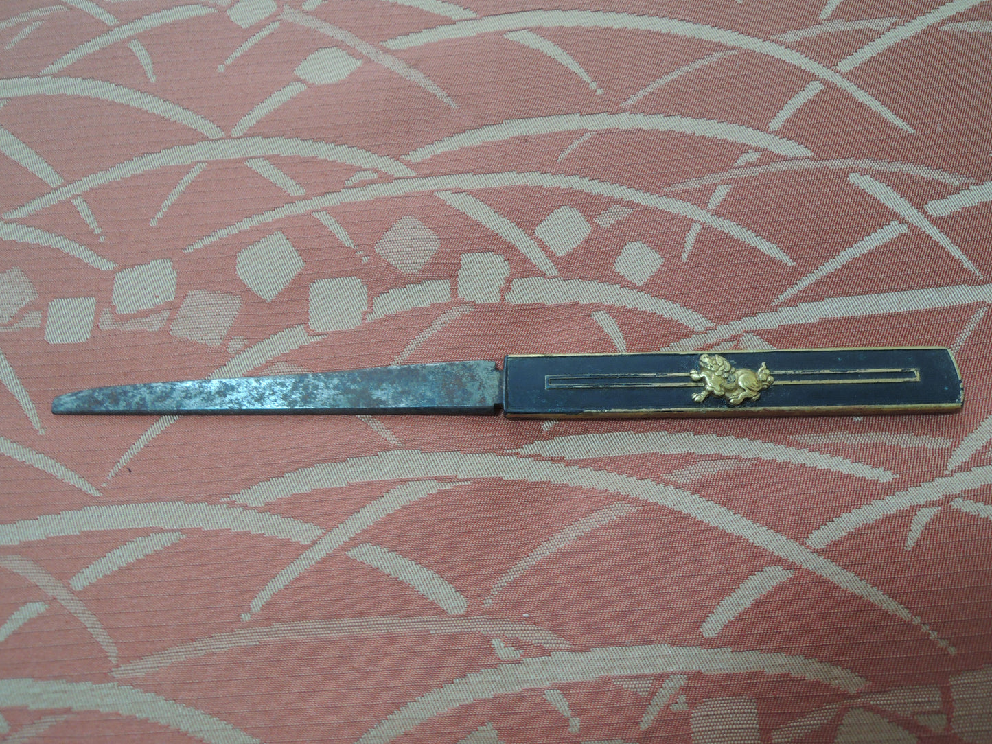 Antique Kozuka Japan Samurai katana Edo period Lion Shishi no zu