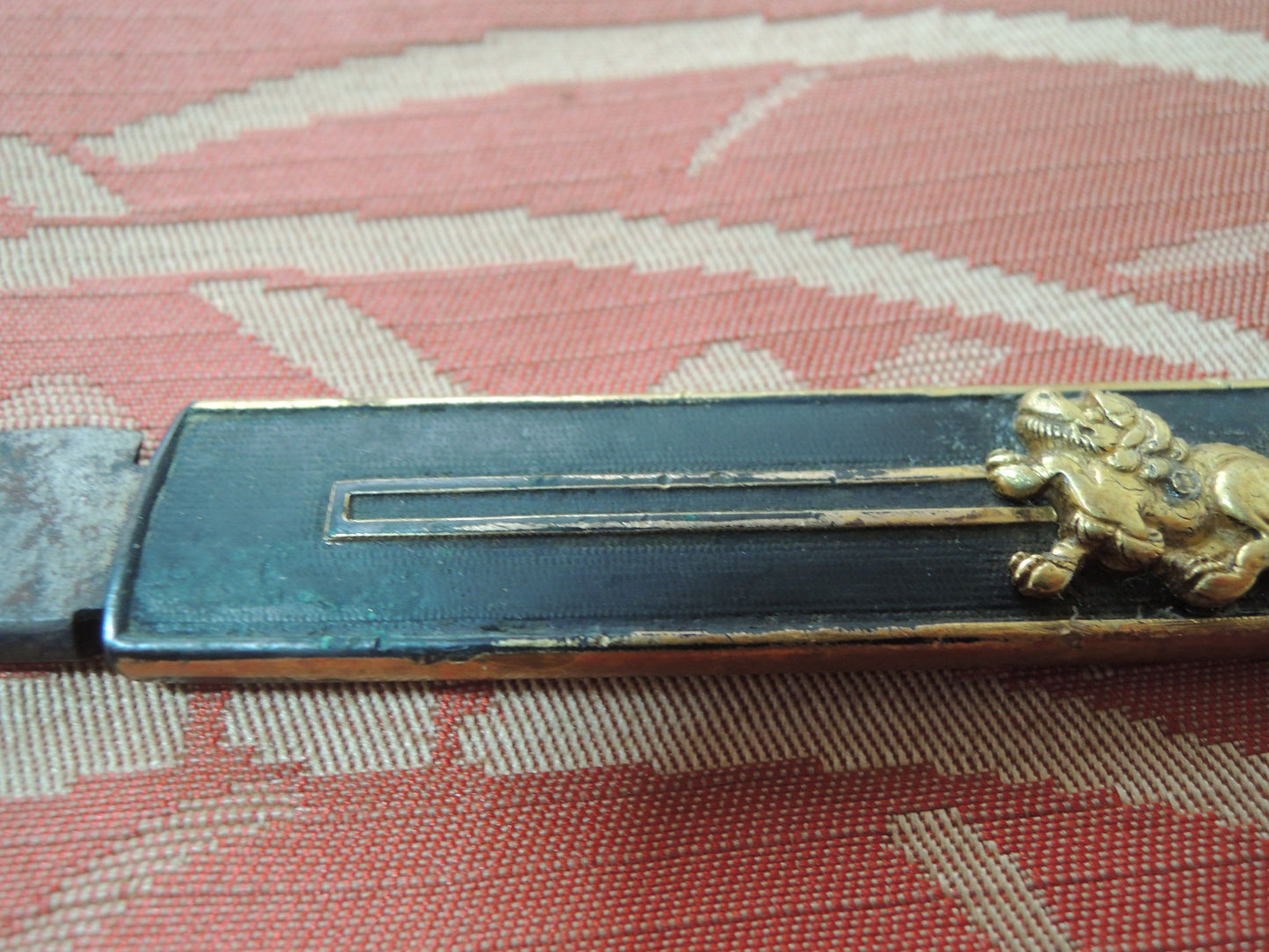 Antique Kozuka Japan Samurai katana Edo period Lion Shishi no zu