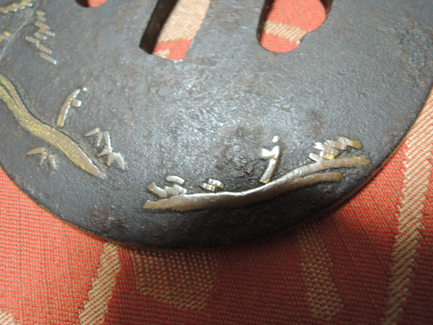 Antique Iron Tsuba Japan Samurai katana Edo period Mountain and River