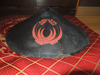 Antique Lacquered Iron Jinkasa Japan Samurai Edo period matchlock gunner Helmet Chigai Ine