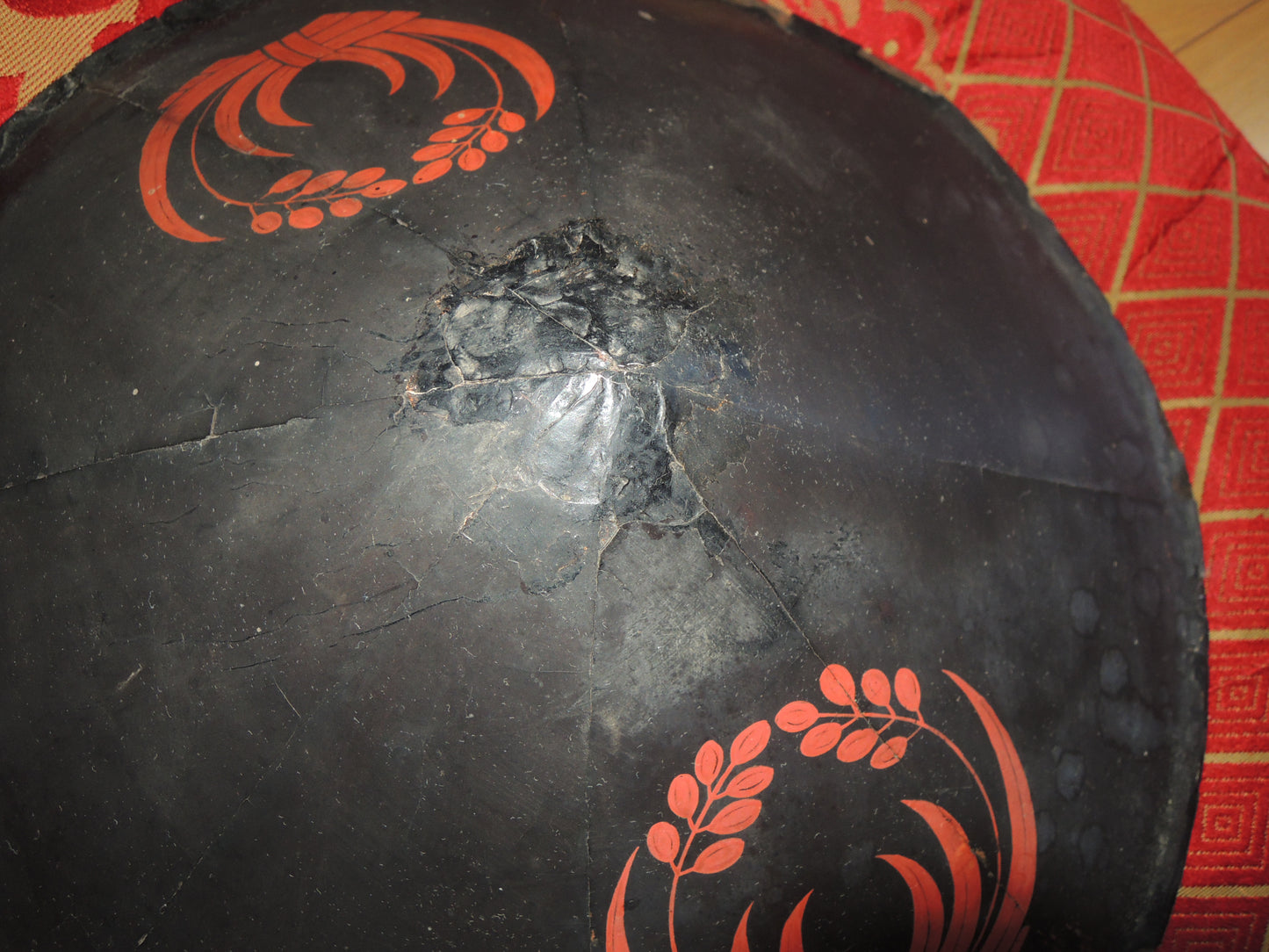 Antique Lacquered Iron Jinkasa Japan Samurai Edo period matchlock gunner Helmet Chigai Ine
