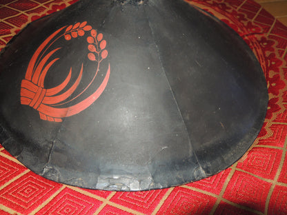 Antique Lacquered Iron Jinkasa Japan Samurai Edo period matchlock gunner Helmet Chigai Ine