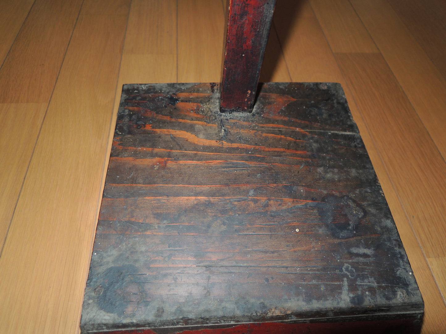Antique Japan Meiji era Wooden Candlestand Folk art Mingei