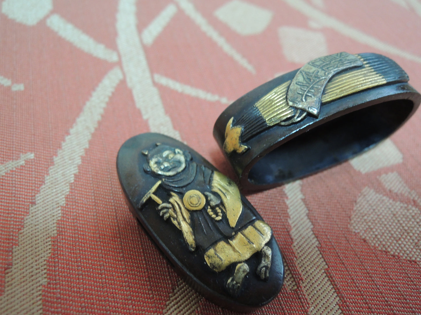 Antique Fuchi Japan Samurai katana Edo period Masked Monk and ledger book