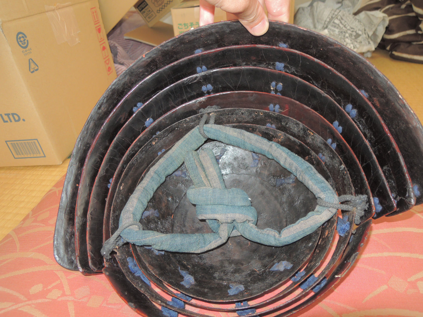 Antique Edo period Chochin Kabuto Helmet Yoroi Samurai Ashigaru Helmet