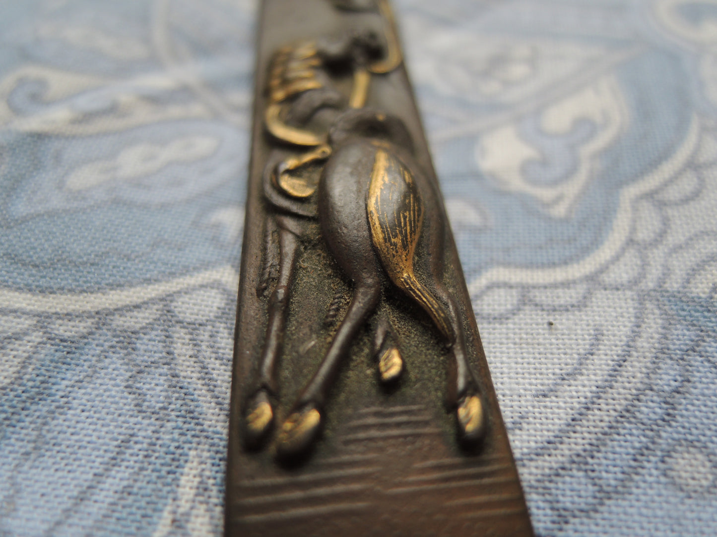 Antique Kozuka Japan Samurai katana Edo period Horse and Cherry Tree