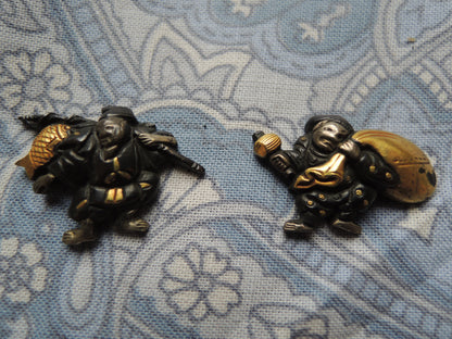 Antique Menuki Japan Samurai katana Edo period Daikokuten and Ebisusama